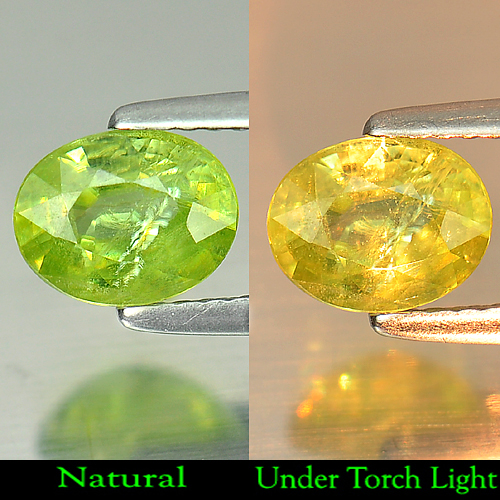 1.30 Ct. Natural Intense Green Titanium Sphene With Rainbow Spark Oval