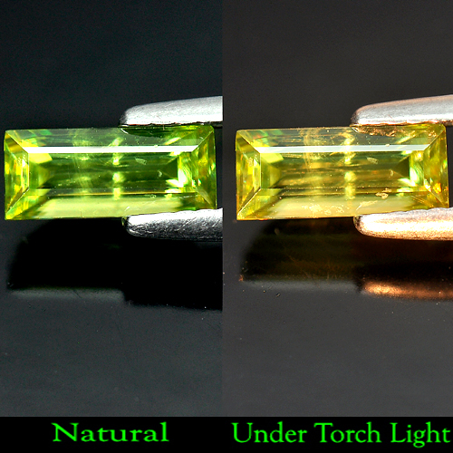 0.99 Ct. Natural Intense Yellowish Green Titanium Sphene With Rainbow Spark