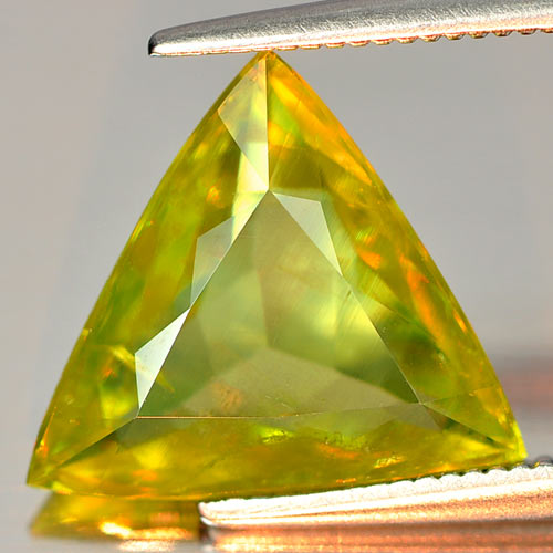 3.85 Ct. Trilliant Natural Gem Intense Green Titanium Sphene With Rainbow Spark