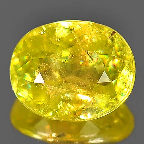0.76 Ct. Charming Oval Natural Greenish Yellow Titanium Sphene Rainbow Spark