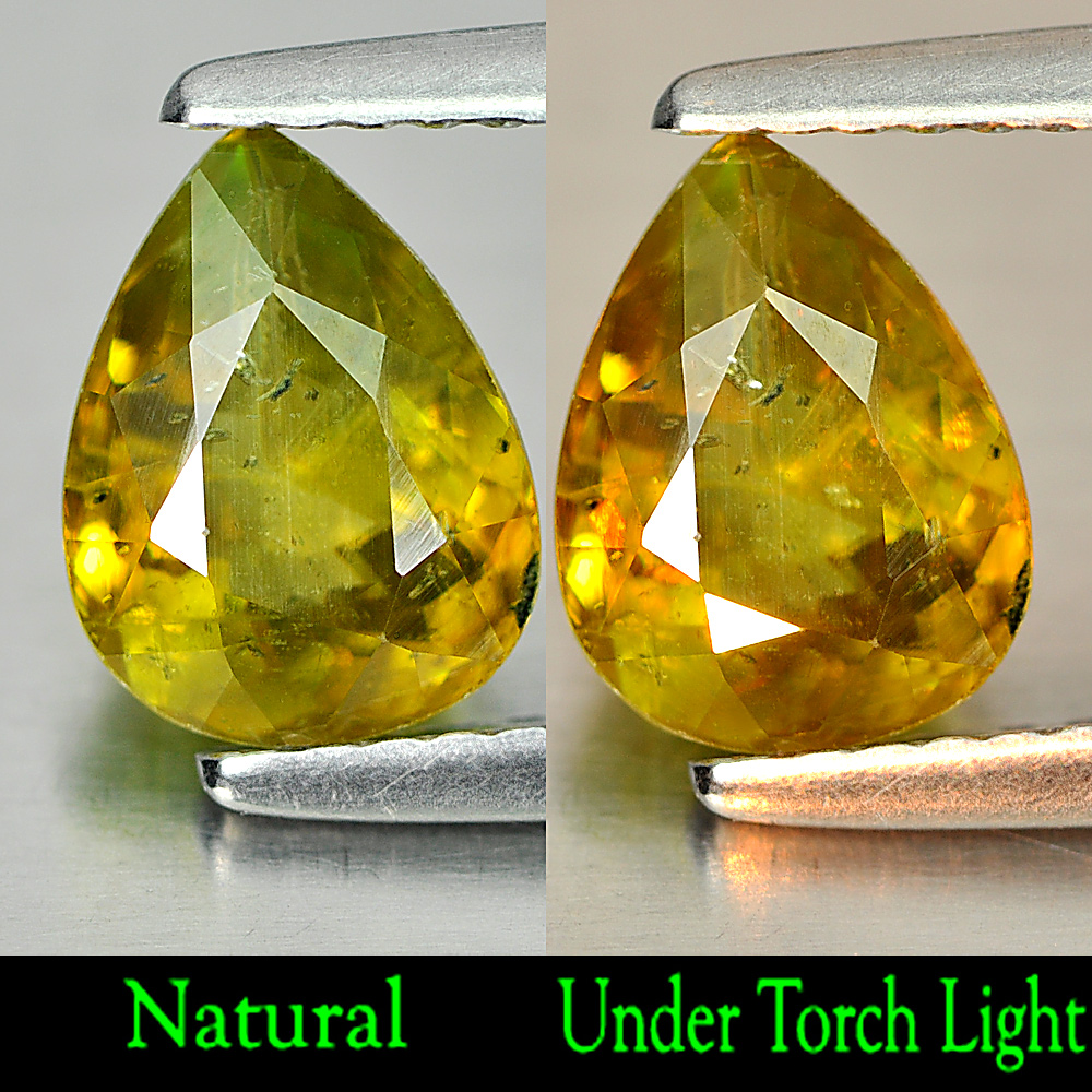 1.39 Ct. Pear Shape Natural Gemstone Multi color Titanium Sphene Rainbow Spark