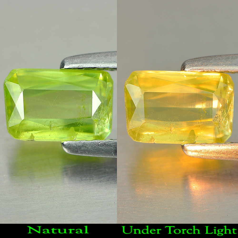 1.03 Ct. Nice Color Octagon Natural Green Titanium Sphene With Rainbow Spark