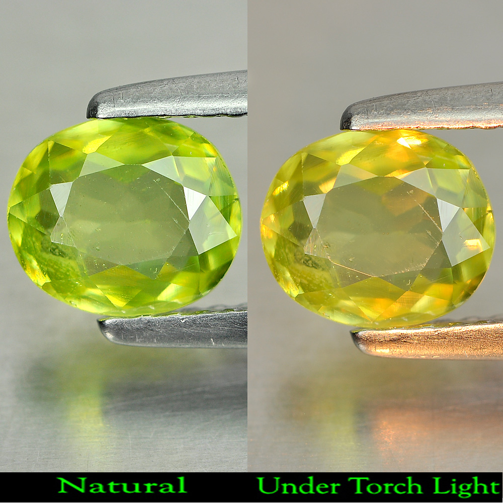 0.94 Ct. Blazing Natural Green Titanium Sphene With Rainbow Spark Oval Shape
