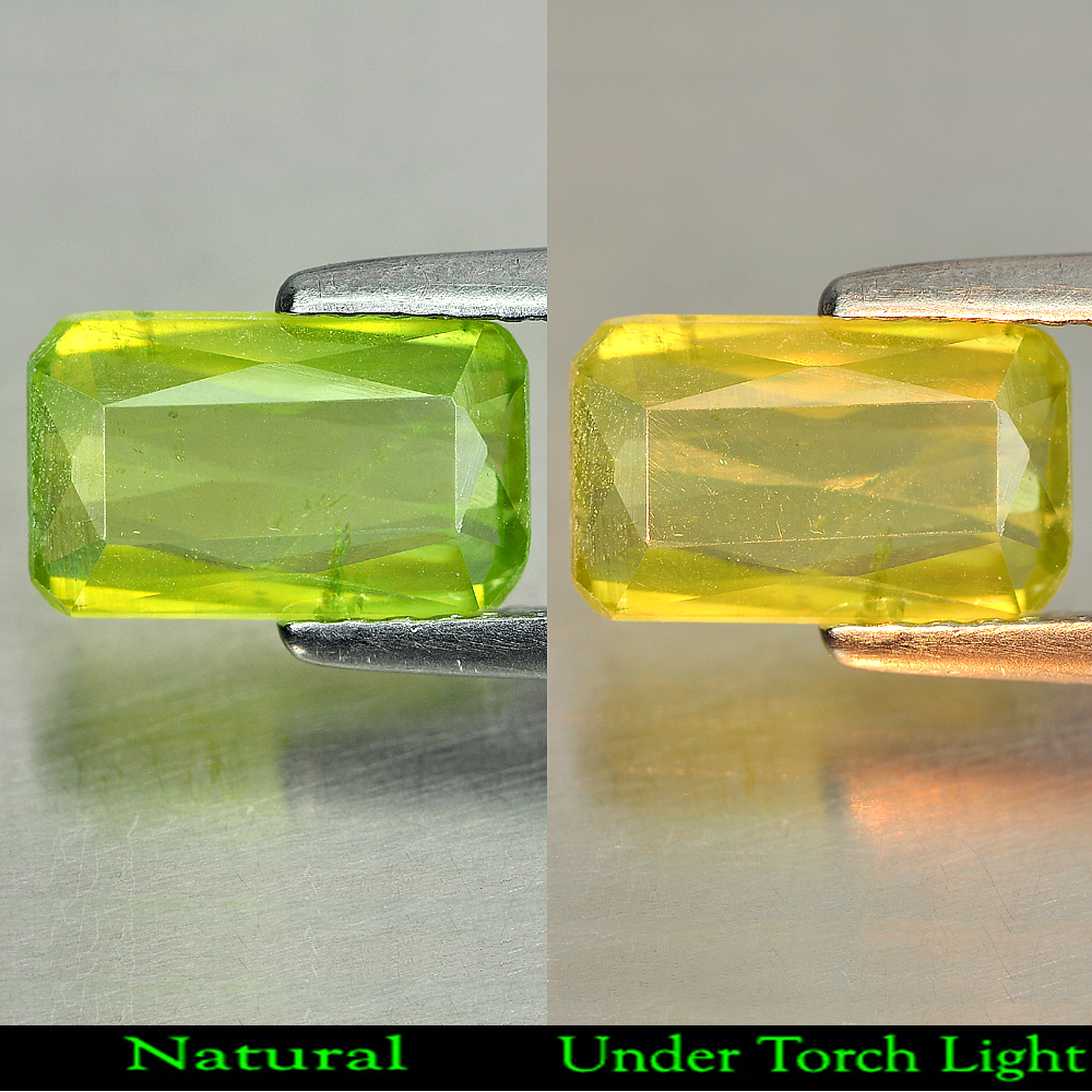 1.66 Ct. Good Natural Green Sphene With Rainbow Spark Octagon Shape Unheated