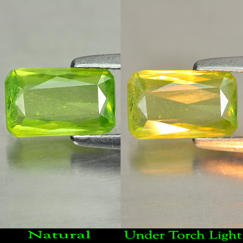 1.23 Ct. Good Color Octagon Natural Green Titanium Sphene With Rainbow Spark