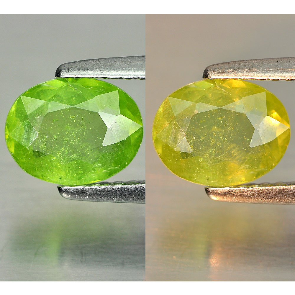 1.20 Ct. Attractive Natural Green Titanium Sphene With Rainbow Spark Oval Shape