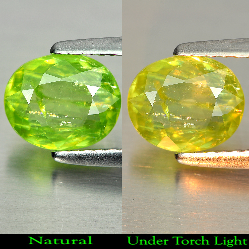 1.35 Ct. Charming Natural Green Titanium Sphene With Rainbow Spark Oval Shape