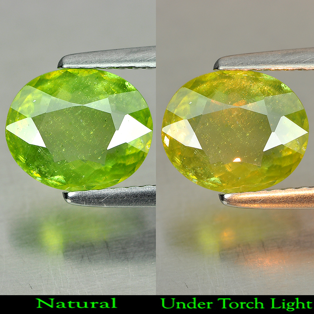 1.50 Ct. Alluring Natural Green Titanium Sphene With Rainbow Spark Oval Shape