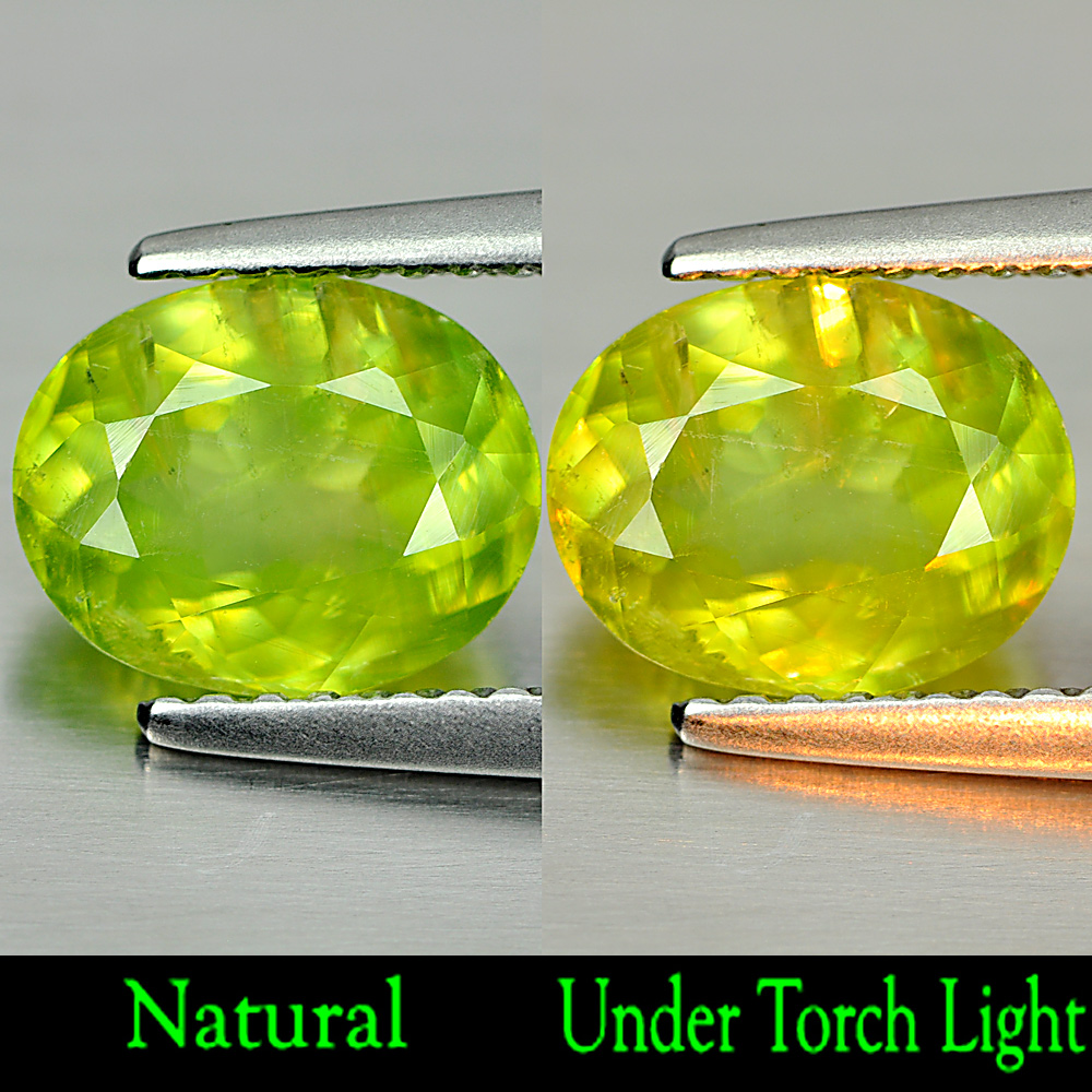 1.84 Ct. Charming Natural Green Titanium Sphene With Rainbow Spark Oval Shape