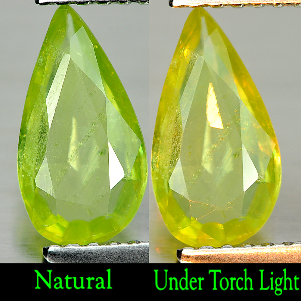 0.91 Ct. Pear Shape Natural Green Titanium Sphene With Rainbow Spark Unheated