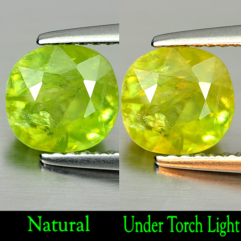 1.80 Ct. Attractive Natural Green Titanium Sphene With Rainbow Spark Oval Shape