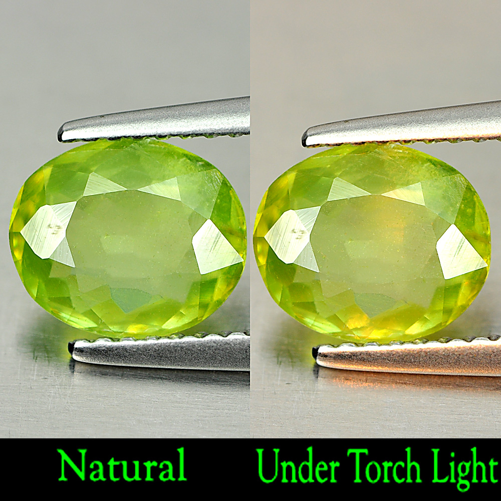 1.34 Ct. Beauteous Natural Green Titanium Sphene With Rainbow Spark Oval Shape