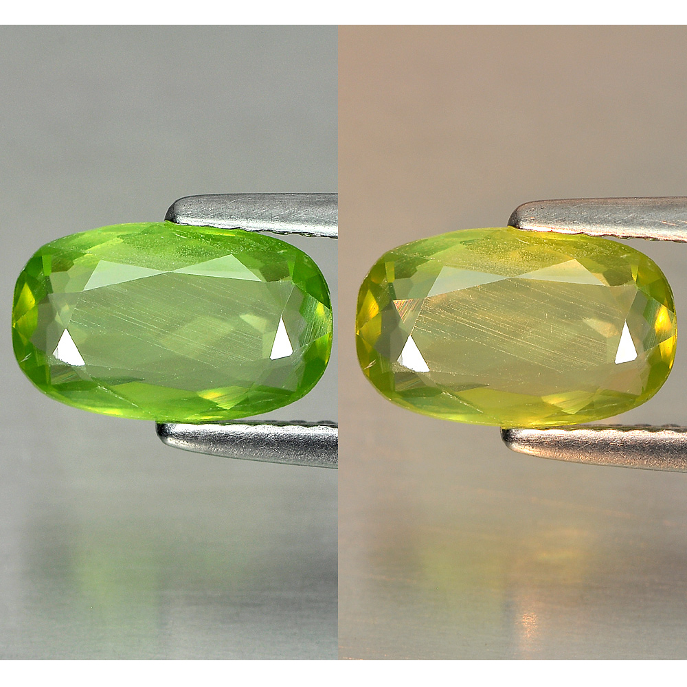 1.37 Ct. Natural Green Titanium Sphene With Rainbow Spark Oval Shape 9.8x6 Mm