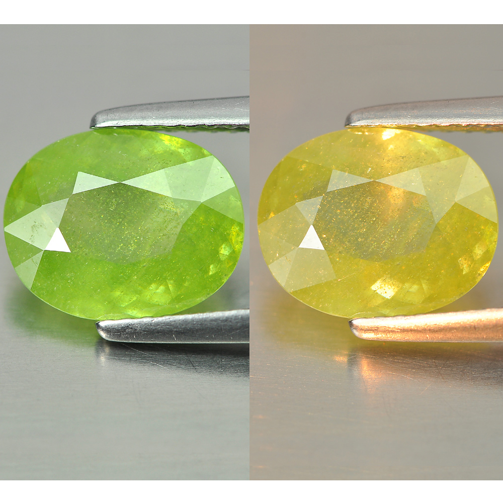 2.61 Ct. Good Gemstone Oval Natural Green Titanium Sphene With Rainbow Spark