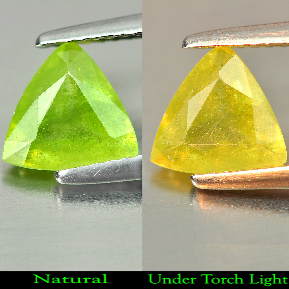 1.48 Ct. Charming Gem Trilliant Natural Green Titanium Sphene With Rainbow Spark