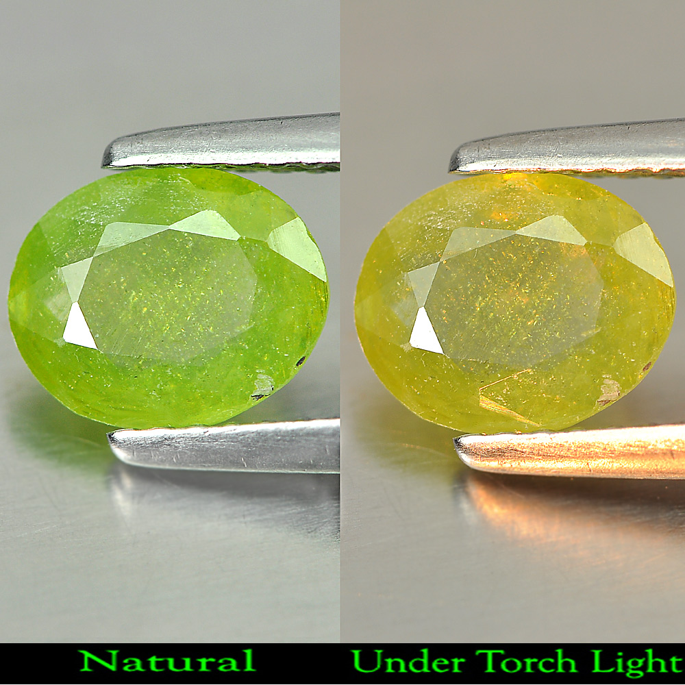 1.14 Ct. Shinning Gem Natural Green Titanium Sphene With Rainbow Spark Oval