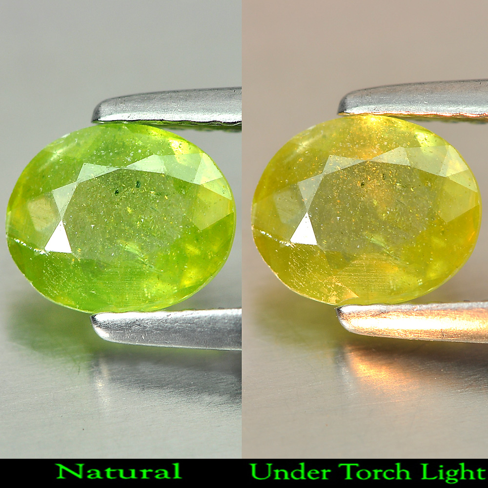 0.99 Ct. Shinning Gem Oval Natural Green Titanium Sphene With Rainbow Spark