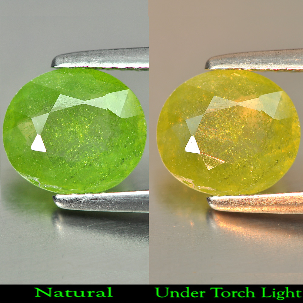 1.77 Ct. Charming Gem Oval Natural Green Titanium Sphene With Rainbow Spark