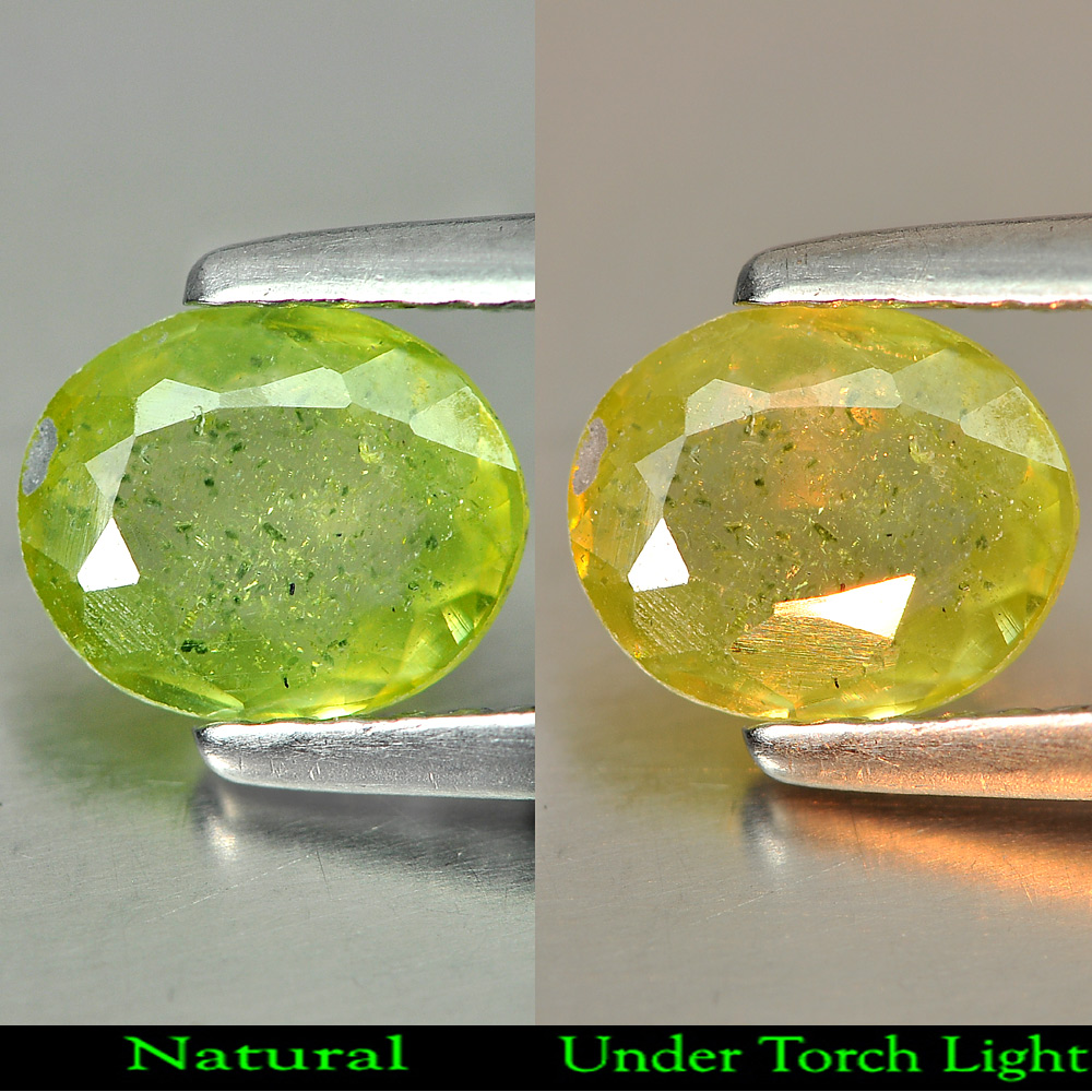 0.74 Ct. Charming Gem Oval Natural Green Titanium Sphene With Rainbow Spark