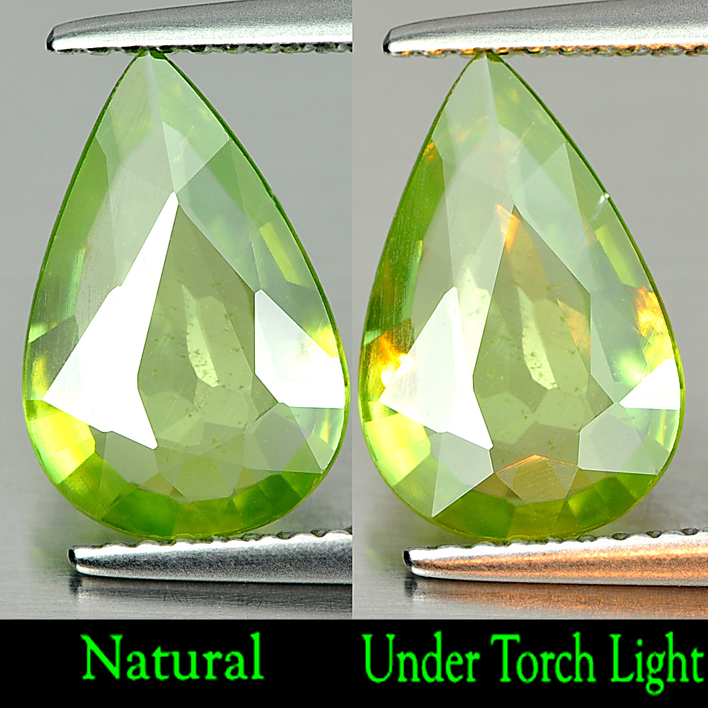 1.84 Ct.  Natural Gemstone Green Titanium Sphene With Rainbow Spark Pear Shape