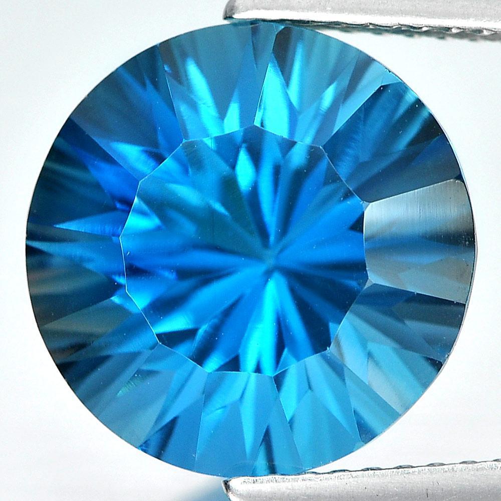 London Blue Topaz 3.97 Ct. Clean Round Concave Cut 10 Mm. Natural Gemstone