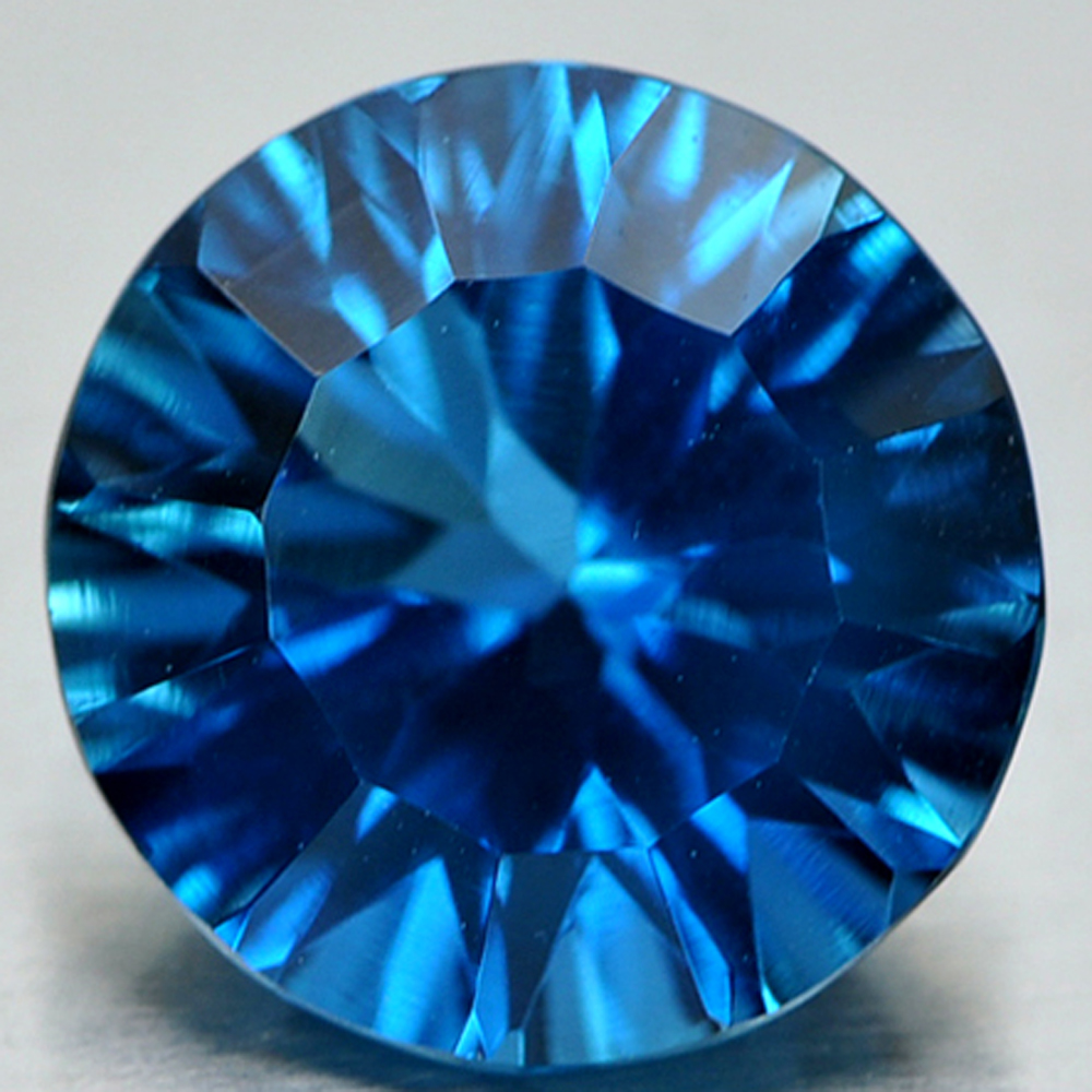 London Blue Topaz 3.67 Ct. VVS Round Concave Cut 10 Mm. Natural Gemstone Brazil