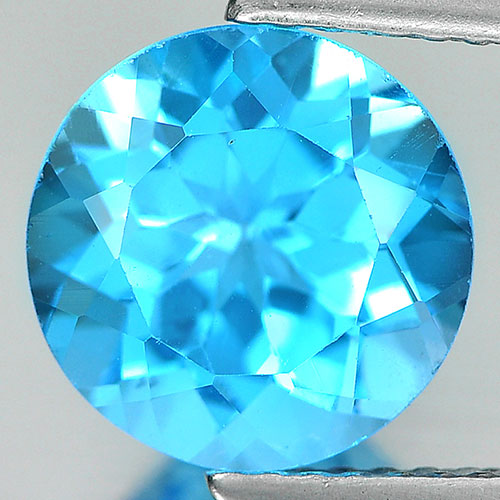 Clean Natural Gemstone Swiss Blue Topaz 3.23 Ct. Round Shape 9.1 Mm. Brazil