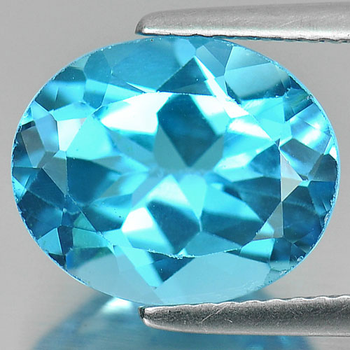 Swiss Blue Topaz 5.55 Ct. Oval Shape 12 x 10 Mm. Natural Gemstone From Brazil