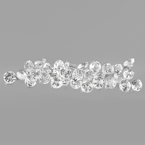 1.68 Ct. 30 Pcs. Round Shape Natural Gemstones White Topaz Unheated