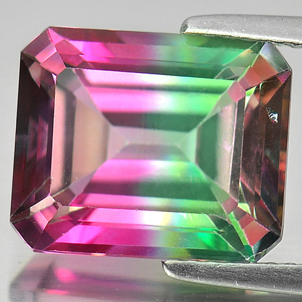 7.74 Ct. Octagon Shape Gem Natural Emerald Envy Pure Pink Bi-Color Topaz Brazil