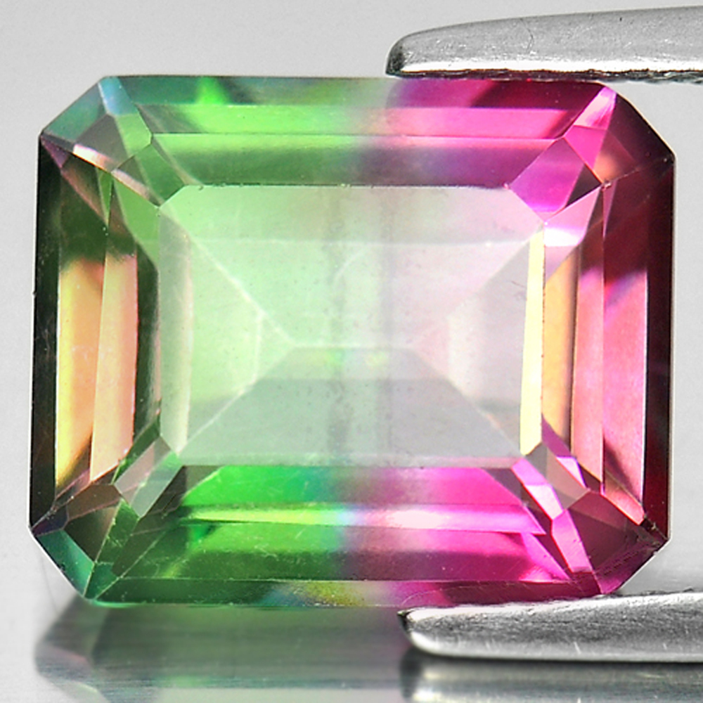 Bi-Color Topaz 7.22 Ct. VVS Octagon Shape 12 x 10 Mm. Natural Gemstone Brazil