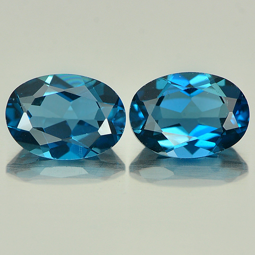 1.78 Ct. 2 Pcs. Charming Oval Shape Natural London Blue Topaz Gemstones