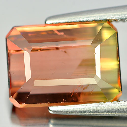 Bi Color Tourmaline 3.27 Ct. Octagon Shape 10 x 7.4 Mm Natural Gemstone Unheated