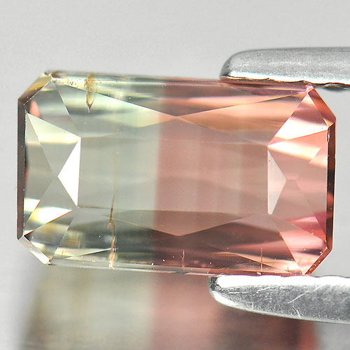Tourmaline Bi Color 2.07 Ct. Natural Gemstone Octagon Shape 8.7 x 5.3 Mm.