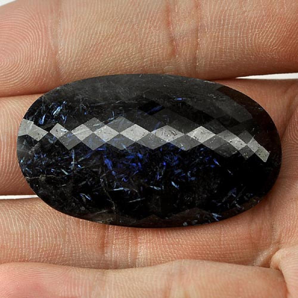 76.54 Ct. Charming Natural Multi Color Nuummite Oval Checkerboard From Greenland