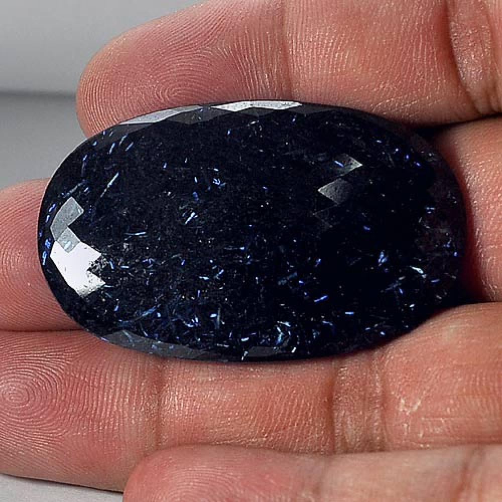 76.87 Ct. Charming Natural Multi Color Nuummite Oval Checkerboard From Greenland