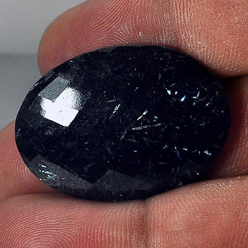 40.68 Ct. Charming Natural Multi Color Nuummite Oval Checkerboard From Greenland