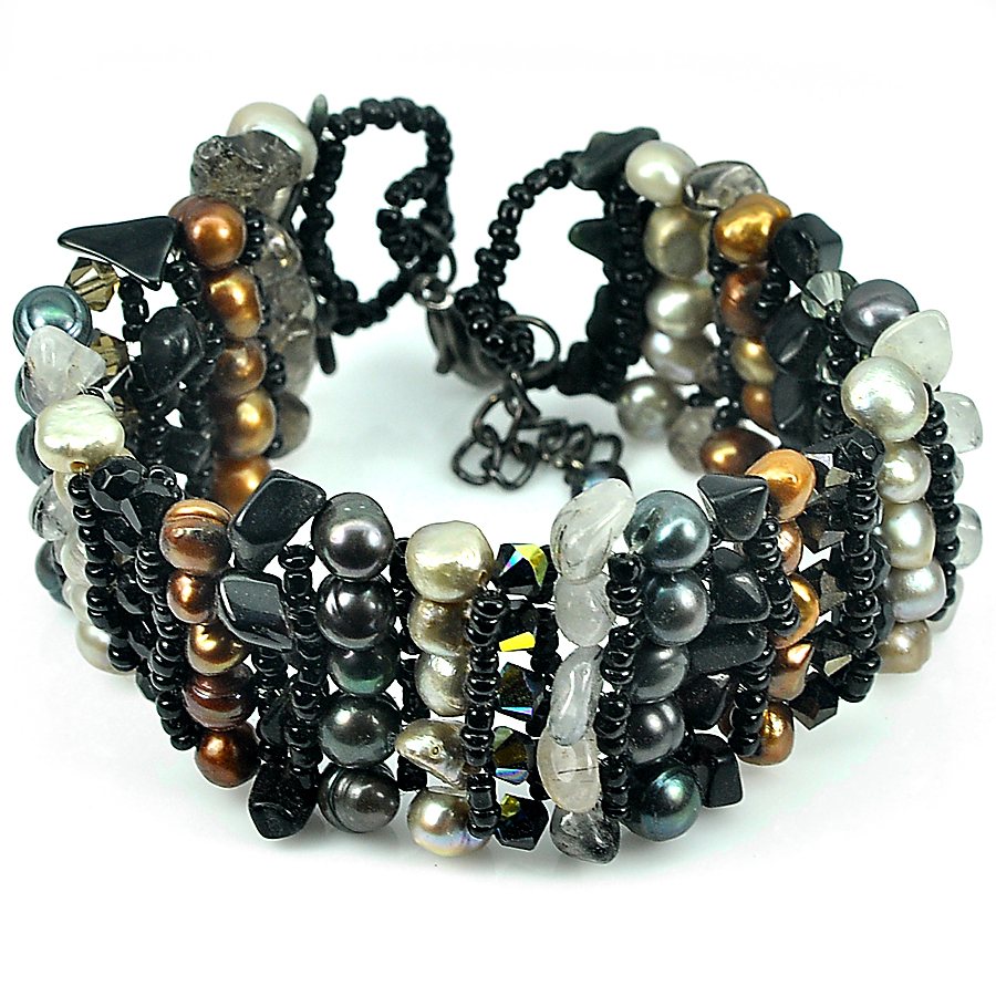 Lovely 32.60 G.Handmade Pearl Multi-Color Fashion Jewelry Bracelet 8 Inch.