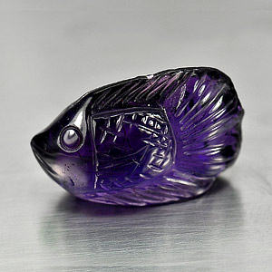12.04 Ct. Natural Violet Carving Fish Amethyst Gemstone Unheated