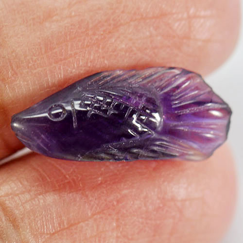 4.21 Ct. Fish Carving Natural Gemstone Violet Amethyst From Brazil