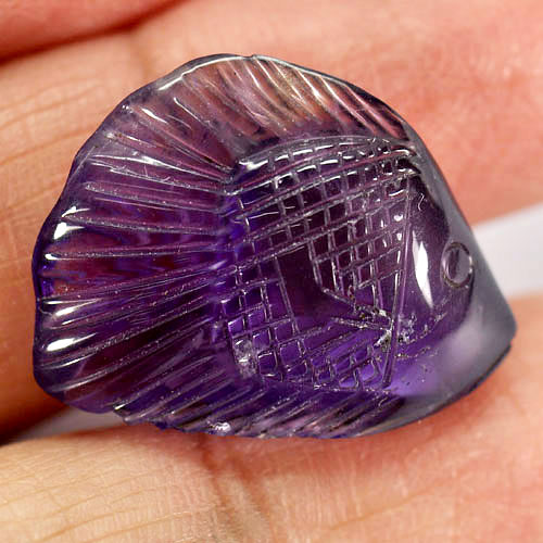 17.41 Ct. Fish Carving Natural Gemstone Violet Amethyst From Brazil