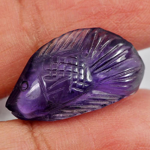10.01 Ct. Fish Carving Natural Gemstone Violet Amethyst From Brazil