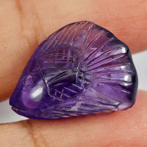 11.74 Ct. Fish Carving Natural Gemstone Purple Amethyst From Brazil
