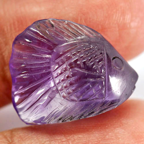 11.92 Ct. Fish Carving Natural Gemstone Violet Amethyst Unheated