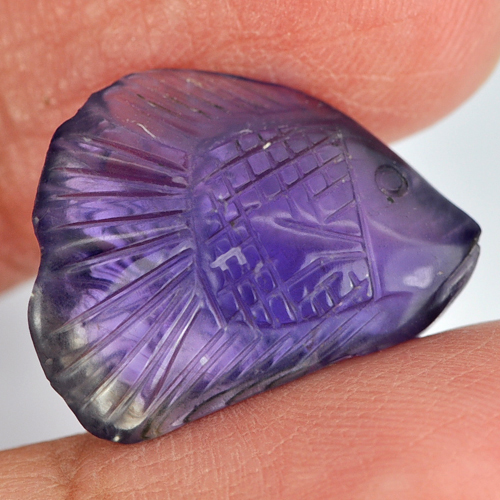 10.16 Ct. Fish Carving Natural Gemstone Violet Amethyst Brazil