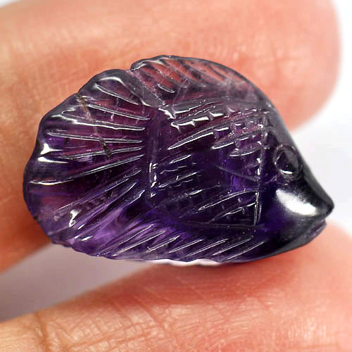 12.61 Ct. Fish Carving Natural Gemstone Violet Amethyst From Brazil