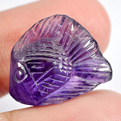 13.28 Ct. Fish Carving Natural Gem Violet Amethyst From Brazil Unheated
