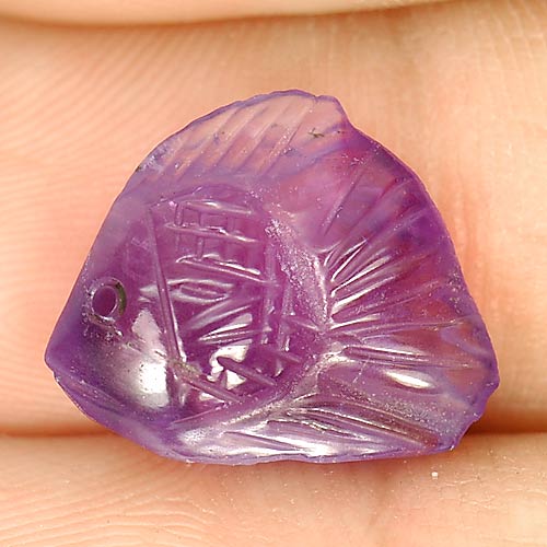 5.35 Ct. Beautiful Fish Carving Natural Gem Violet Amethyst Brazil