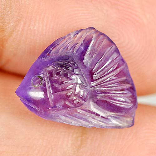 5.38 Ct. Fish Carving Natural Gem Violet Amethyst Good Color