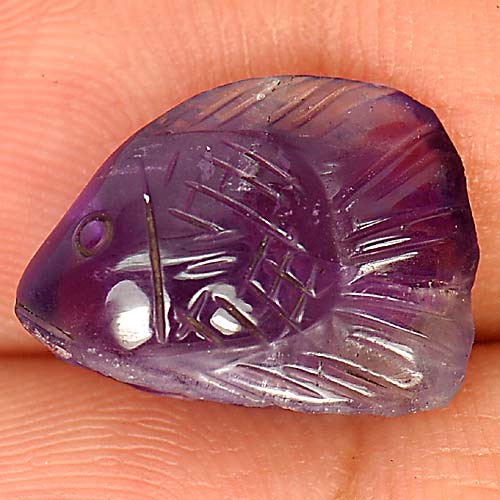 5.36 Ct. Fish Carving Natural Gem Purple Amethyst From Brazil Unheated